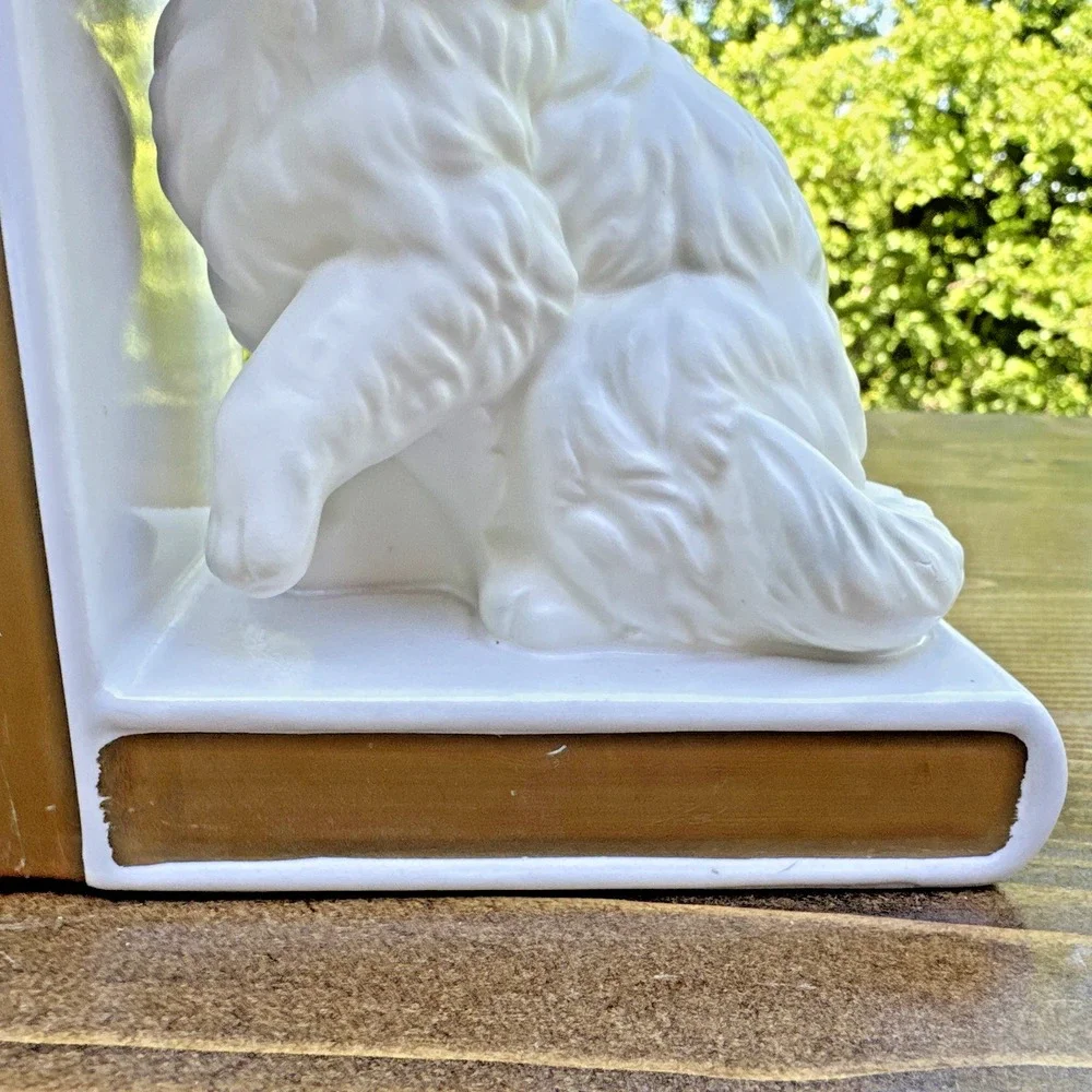Vintage Lefton Japan White Cat Bookends Ceramic Persian Kitten Book Ends - Picture 16 of 16